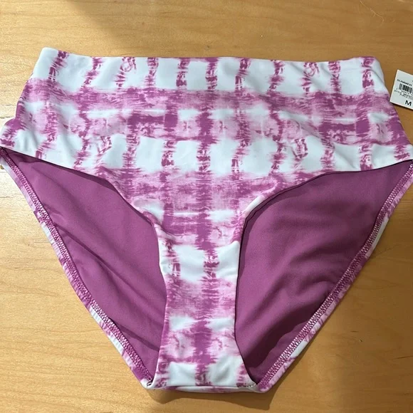 BAR III Purple Tie Dye Stretch Lined Full Coverage High Waisted Swim Bottom - Picture 3 of 4